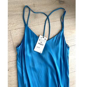 NWT Zara cobalt blue satin cami slip dress / Size S